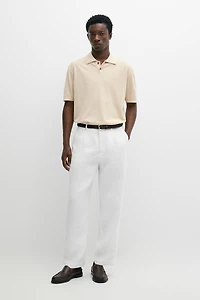 Cotton linen blend polo shirt