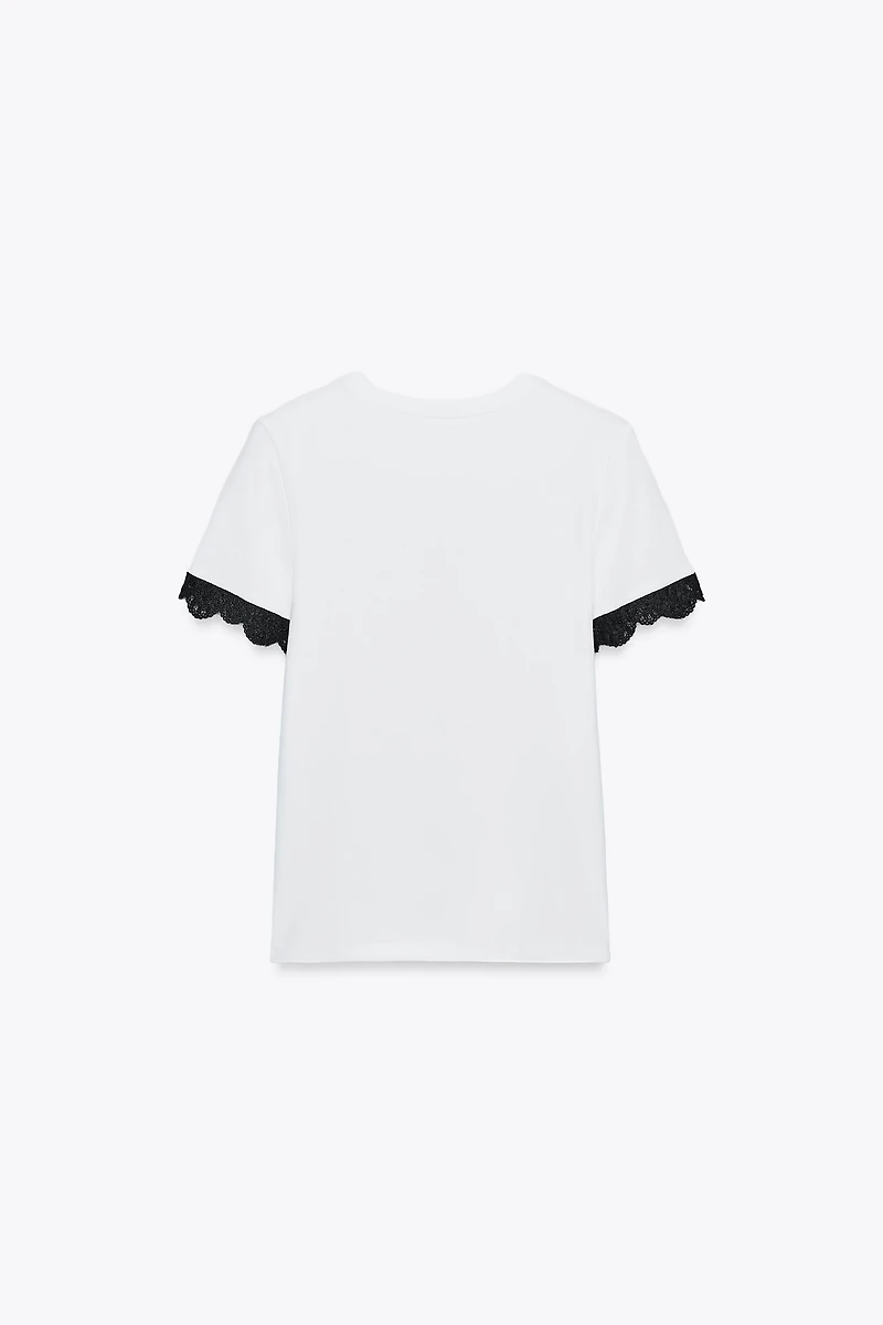 LACE SLEEVE T-SHIRT