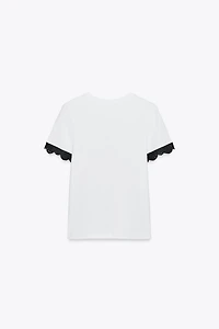LACE SLEEVE T-SHIRT