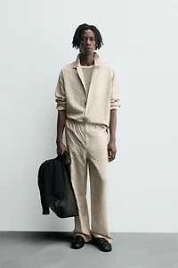 WRINKLED EFFECT STRIPED FLOWY PANTS