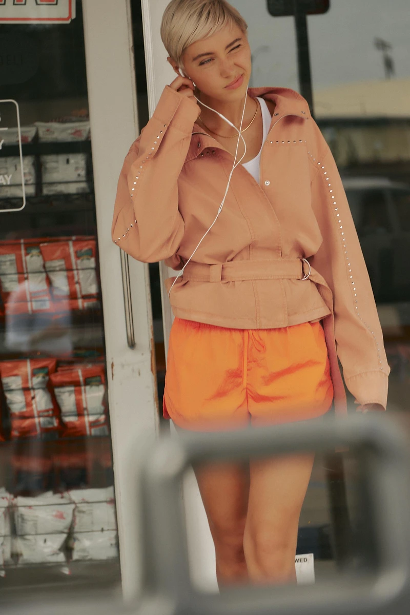 STUDDED BELTED JACKET