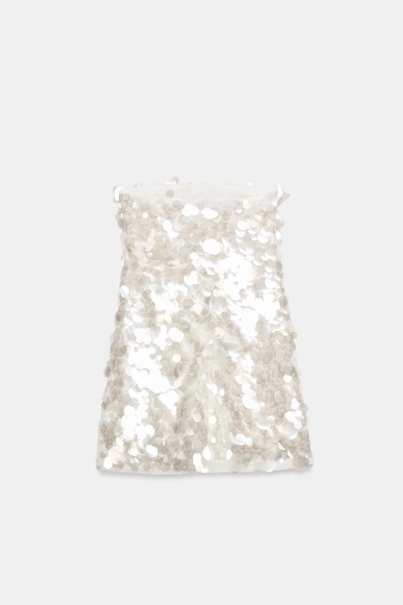 SEQUIN STRAPLESS MINI DRESS