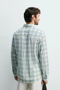 REGULAR FIT WRINKLE EFFECT PLAID SHIRT