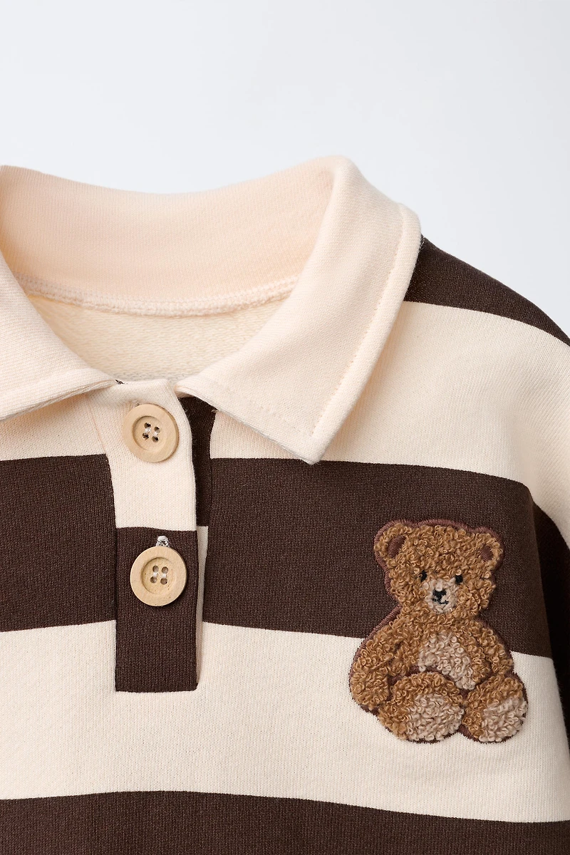 STRIPED POLO SWEATSHIRT