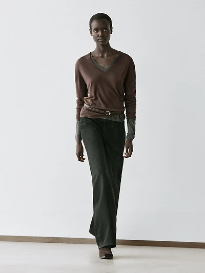 Silk and wool blend knit sweater