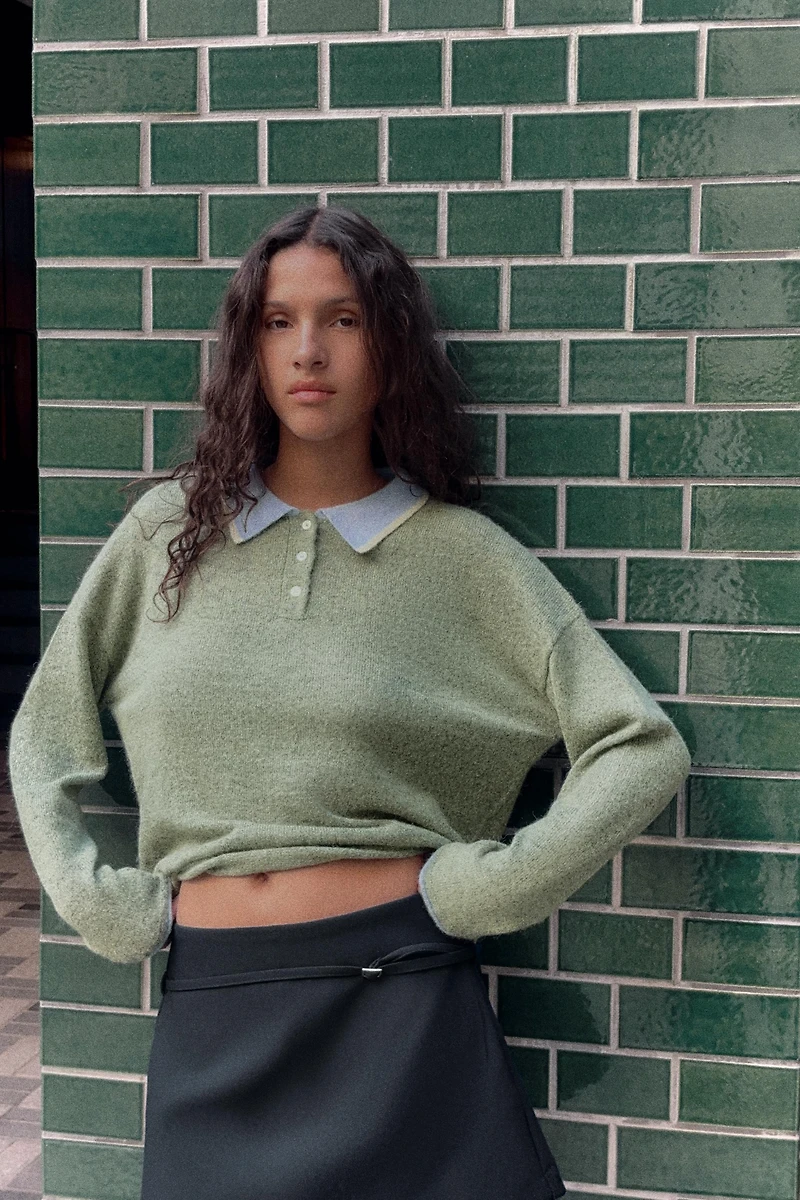 PULL POLO EN MAILLE BIMATIÈRE