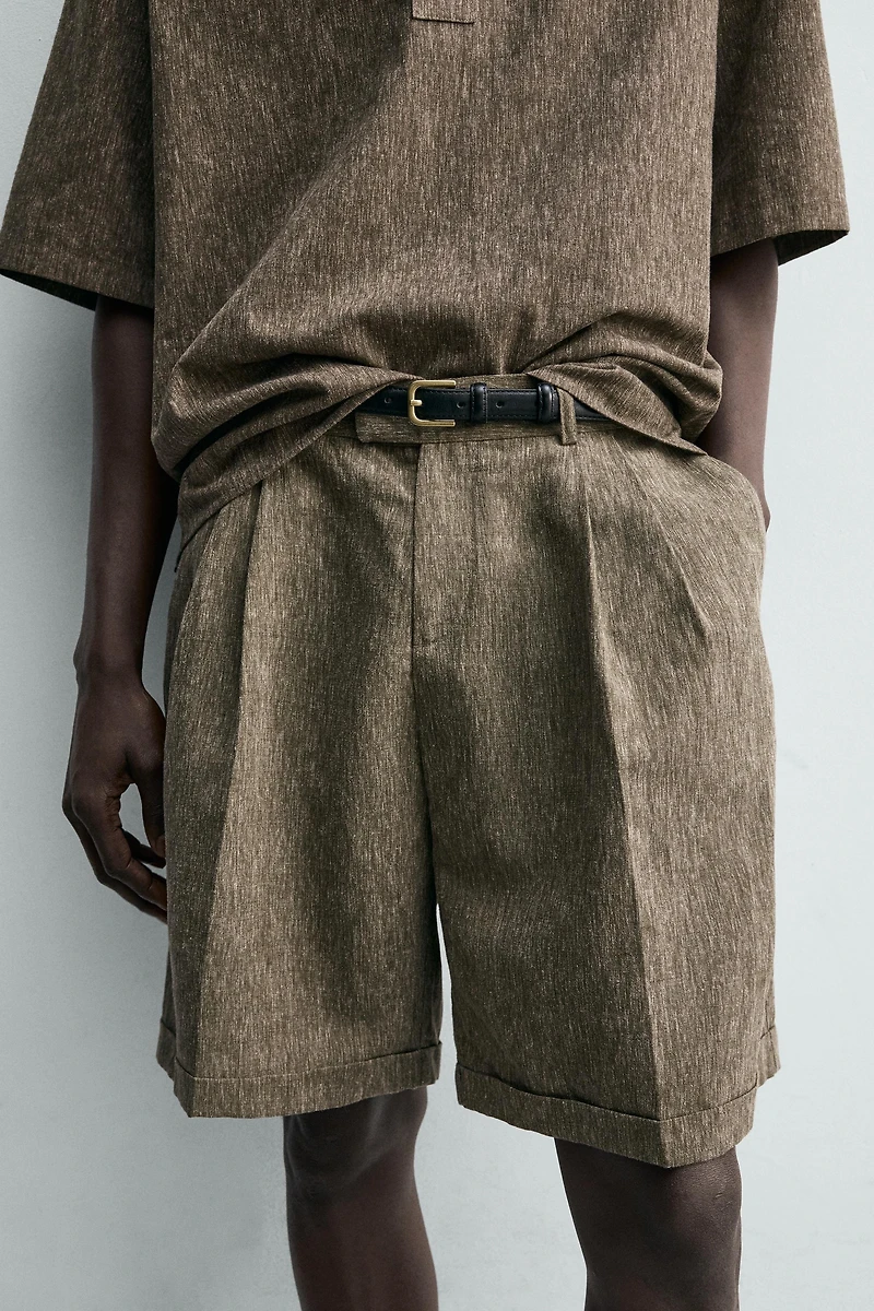 BERMUDA RELAXED FIT À PLIS