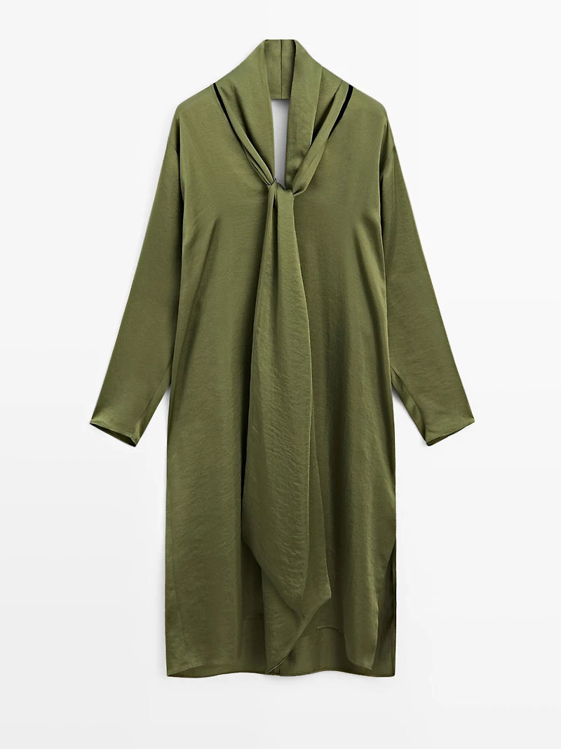 Blouse longue à encolure en V nouée - STUDIO