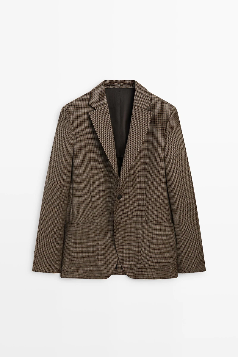 100% wool houndstooth blazer