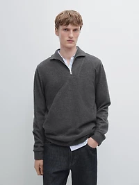 Half-zip cotton blend polo shirt