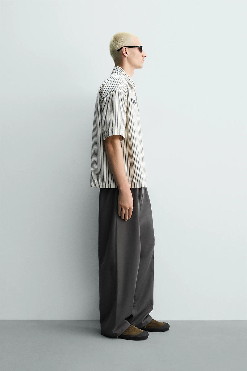 CONTRAST STRIPED PATCH OVERSHIRT