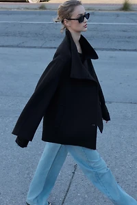 HIGH NECK WOOL BLEND SHORT COAT