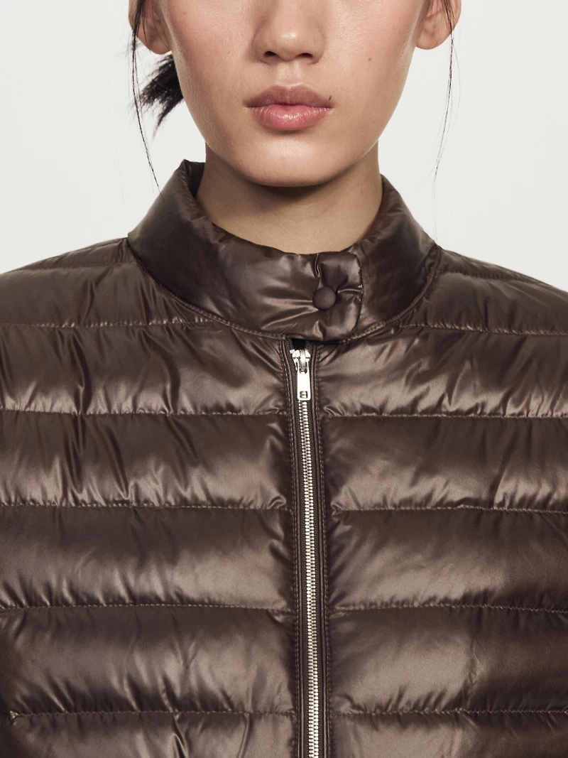 Water-repellent down bomber jacket