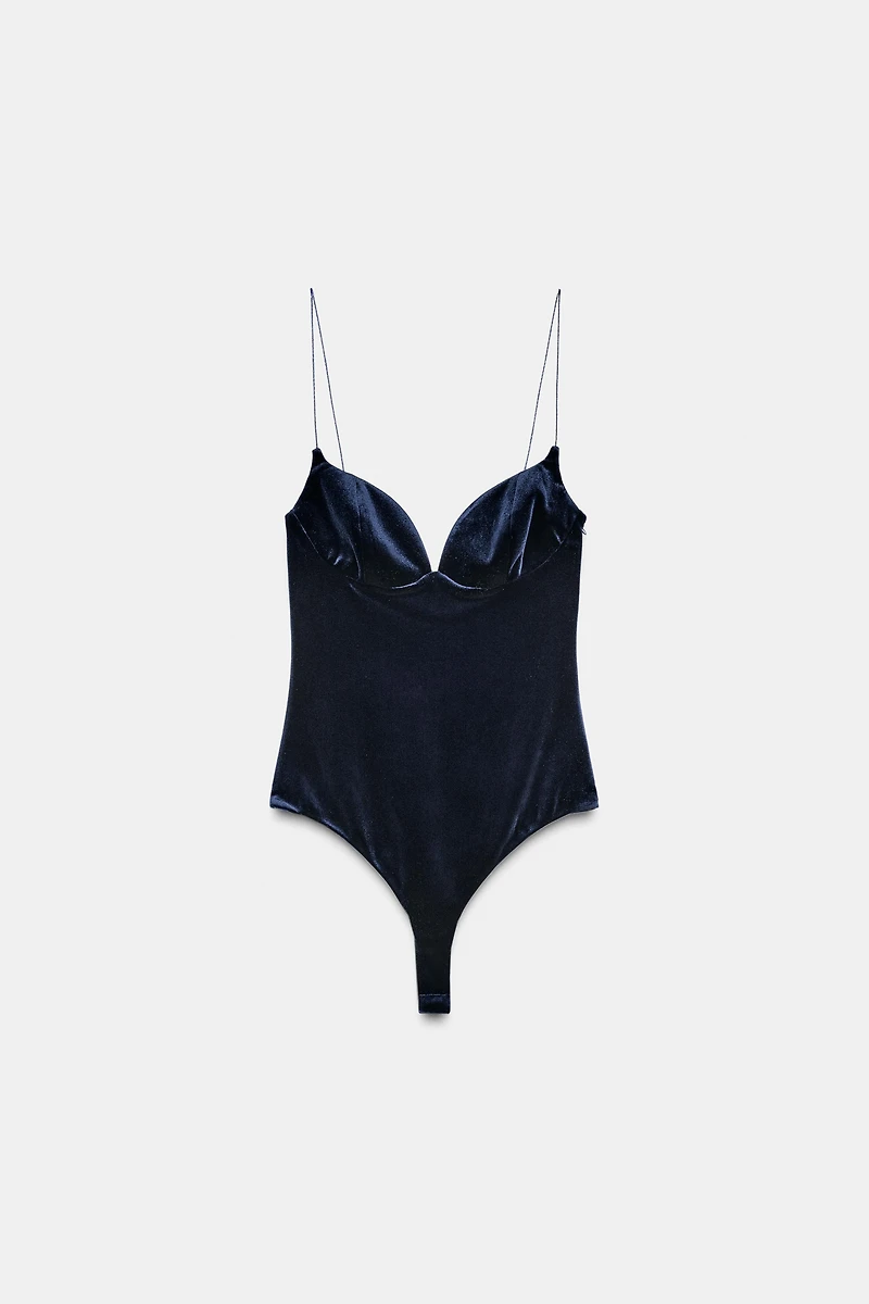 VELVET STRAPPY BODYSUIT