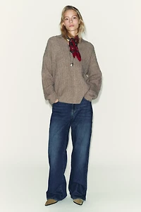 CABLE KNIT POLO SWEATER