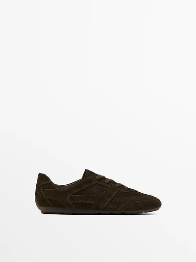 Tennis pièces croûte de cuir serraje