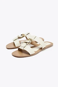 DOUBLE STRAP BUCKLE FLAT SANDALS