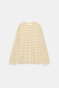 T-SHIRT EN COTON ET LIN À RAYURES