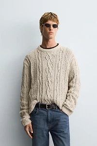 TEXTURED BRAID SWEATER