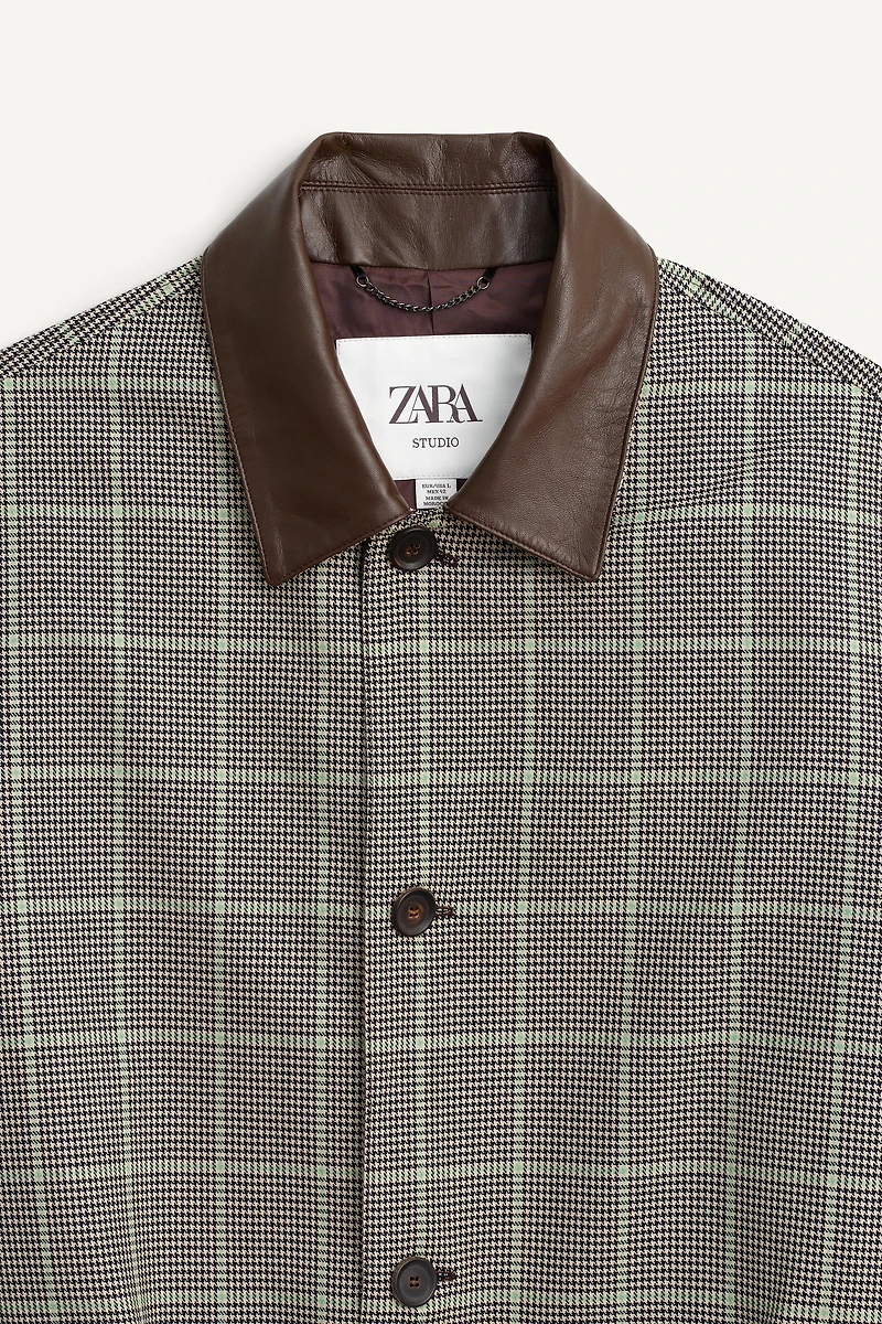 LIMITED EDITION PLAID AND LEATHER TRENCH COAT