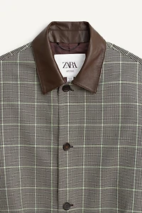 LIMITED EDITION PLAID AND LEATHER TRENCH COAT