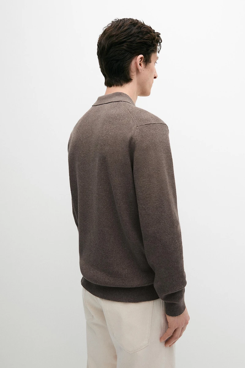 Pull polo en maille de coton à boutons