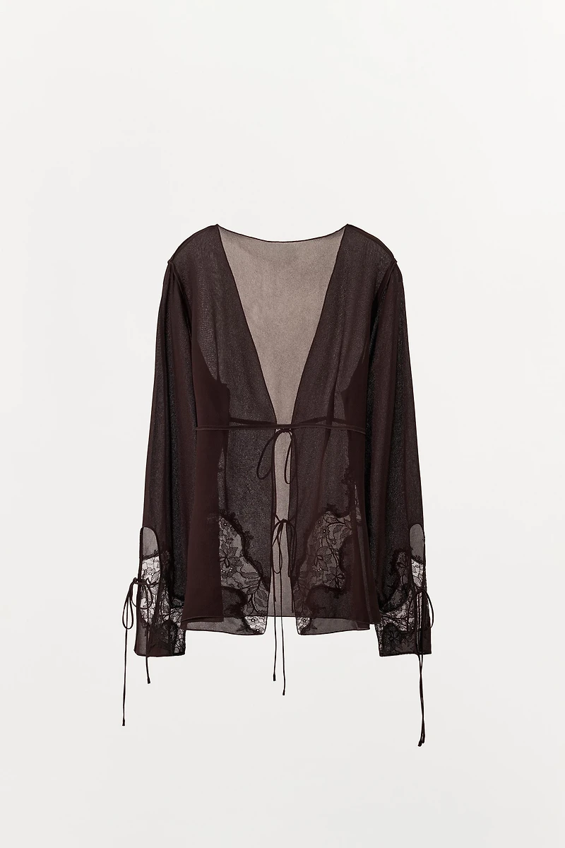 GEORGETTE LACE TIE SHIRT