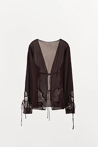 GEORGETTE LACE TIE SHIRT