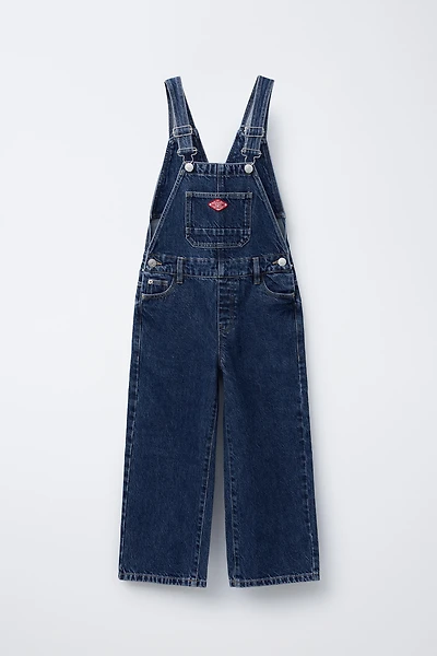 DENIM OVERALLS WITH LABEL