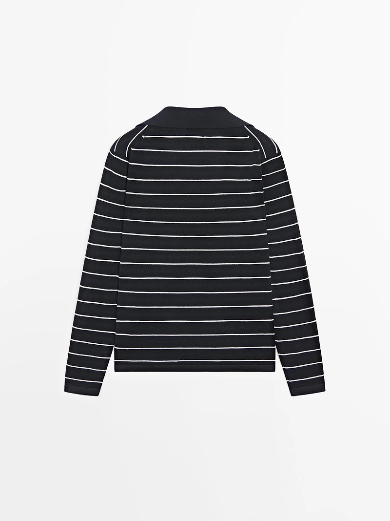 Polo rayé en maille de coton