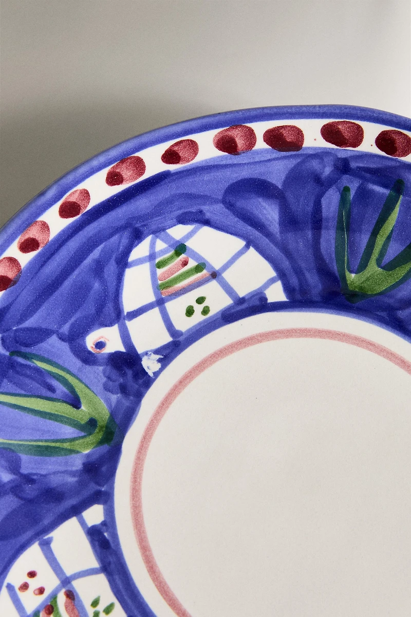 PAINTED CERAMIC DESSERT PLATE