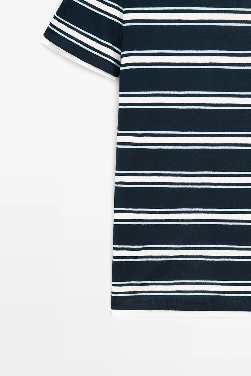 Double-layer striped short sleeve T-shirt