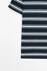 Double-layer striped short sleeve T-shirt