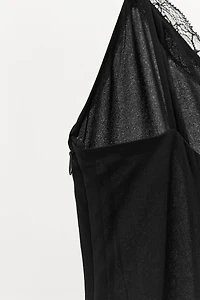 LACE TRIM RUFFLED STRAPPY DRESS
