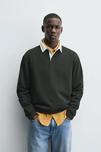 CONTRAST COLLAR POLO SWEATSHIRT