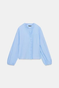 RUFFLED POPLIN BLOUSE
