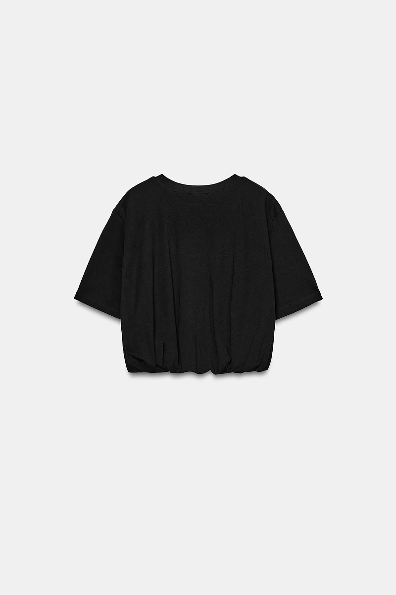 CROPPED PUFF HEM T-SHIRT