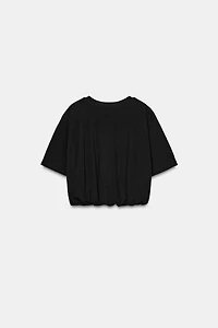 CROPPED PUFF HEM T-SHIRT