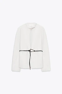 ROUND NECK BELTED BLAZER