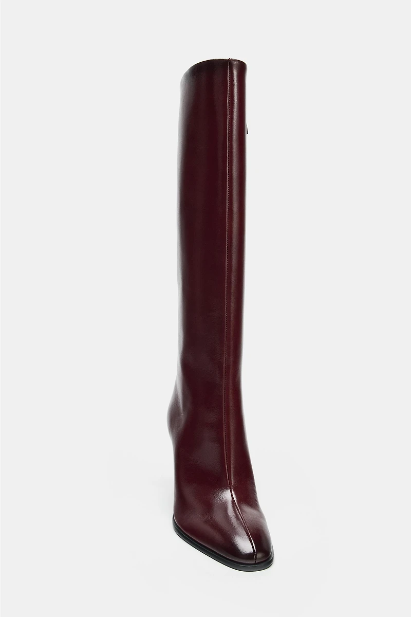 WIDE HEEL LEATHER BOOTS