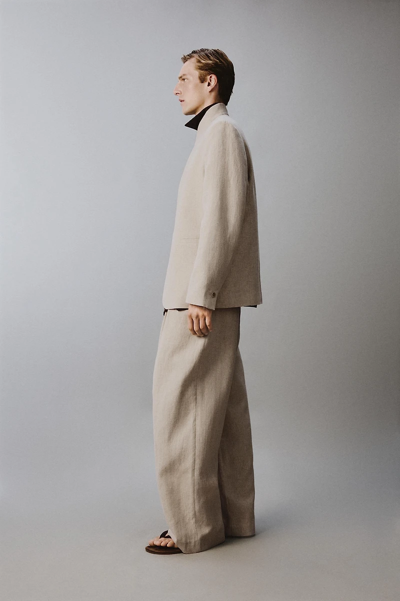 PANTALON DE COSTUME DÉCONTRACTÉ À PLIS