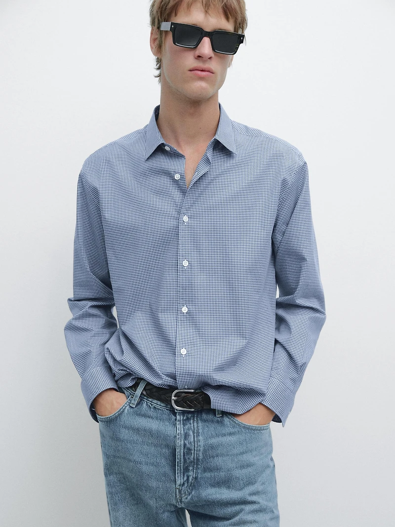 Chemise à carreaux regular fit 100 % coton