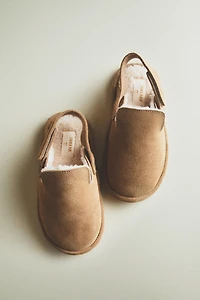 KIDS’ WARM LEATHER MULE CLOG SLIPPERS