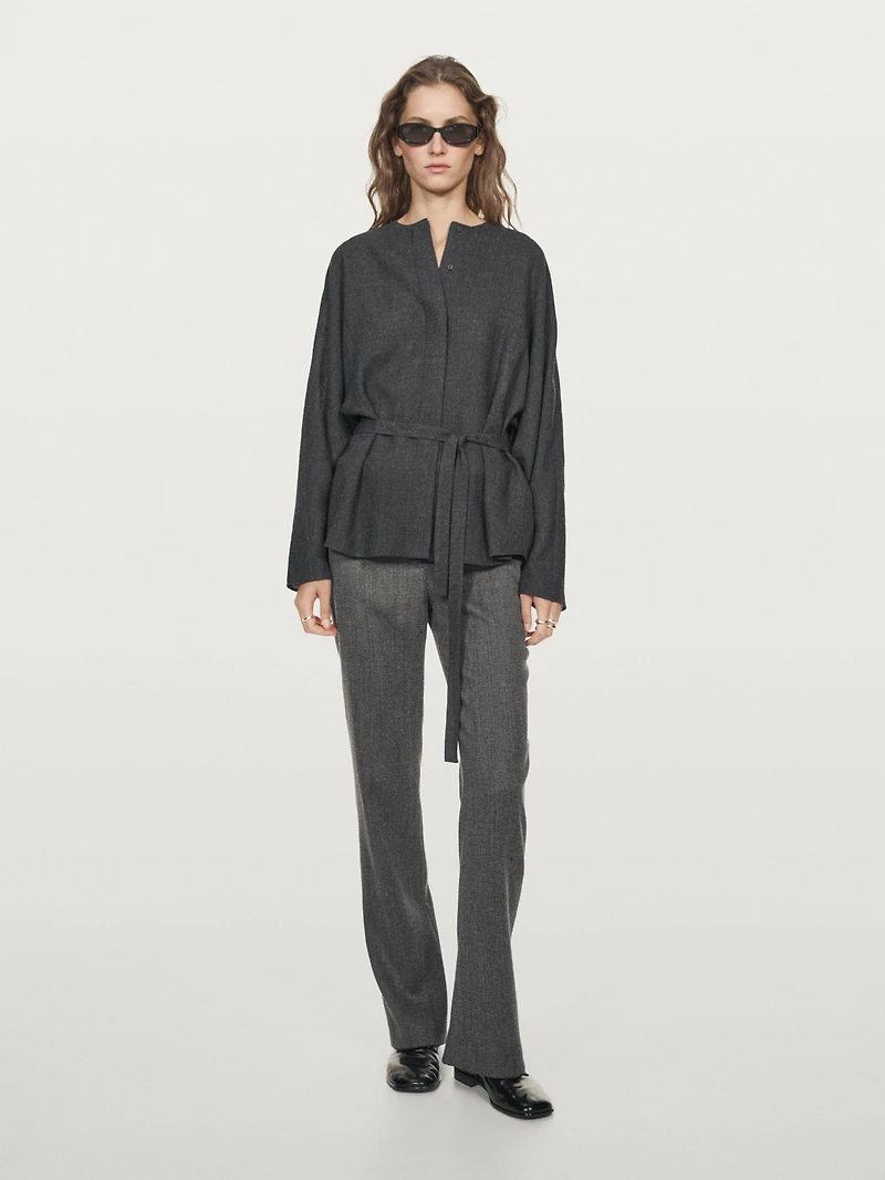 Felt texture shirt with tie detail