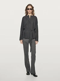 Felt texture shirt with tie detail