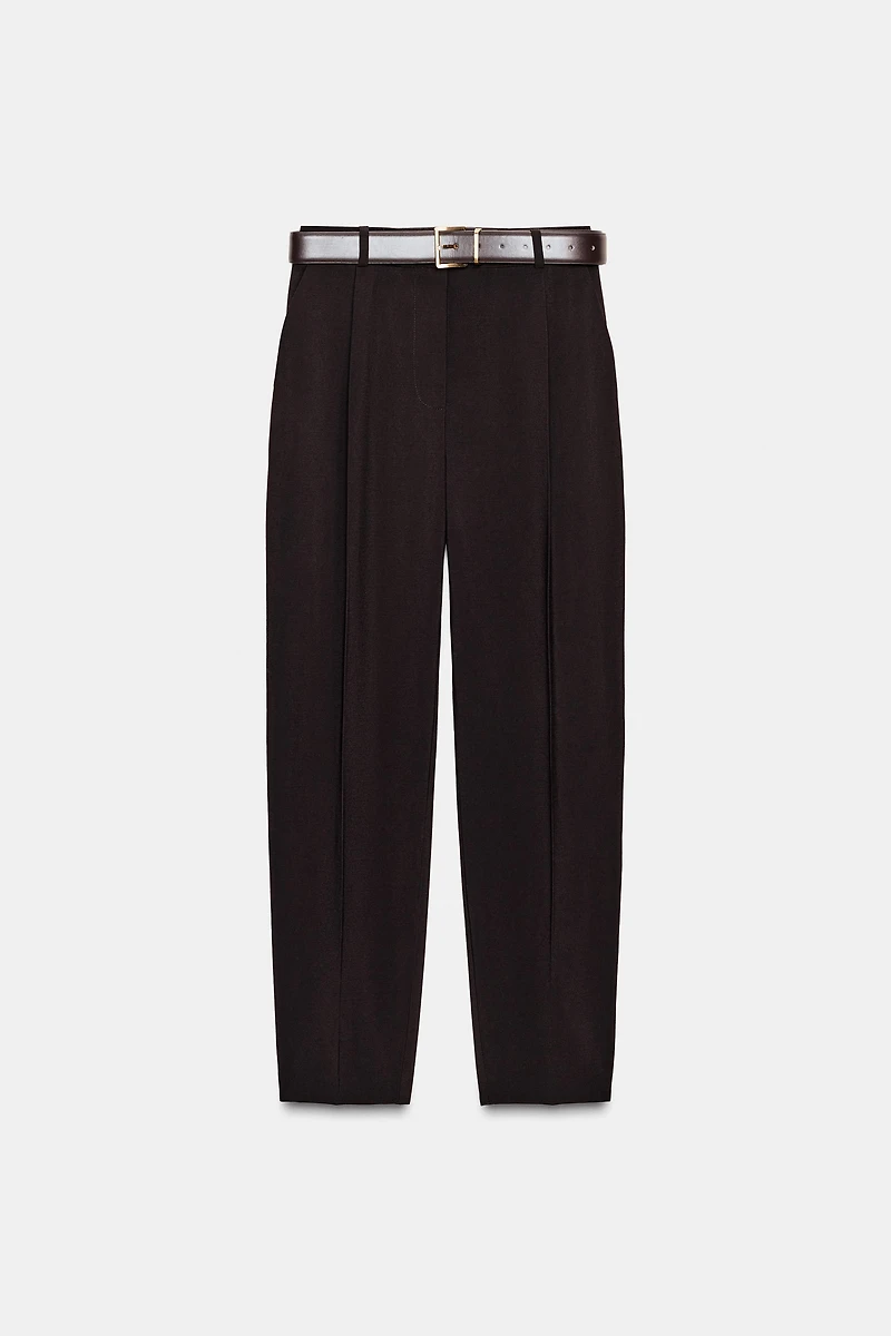 PLEATED BELTED PANTS