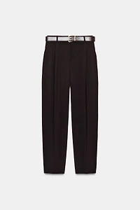 PLEATED BELTED PANTS
