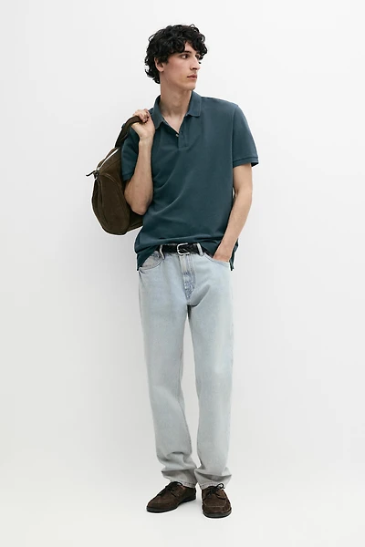 Micro-textured cotton piqué polo shirt