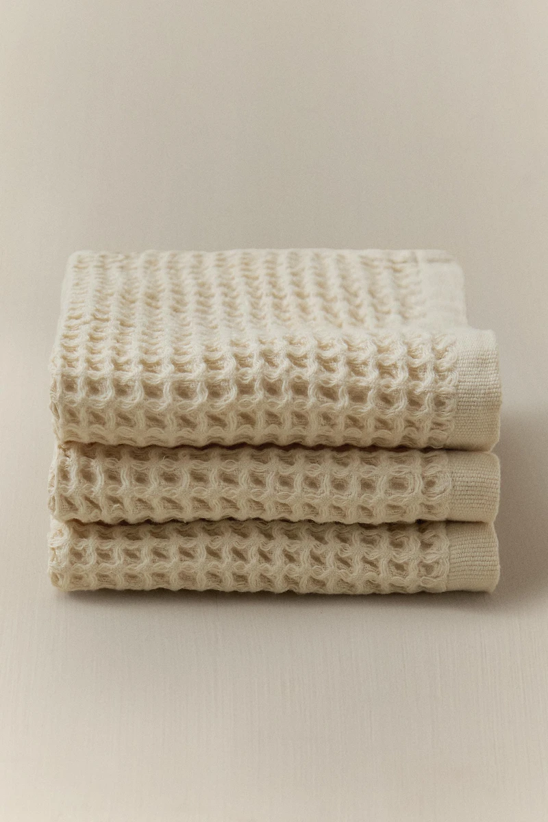 SERVIETTE DE BAIN WAFFLE EN COTON (LOT 3)