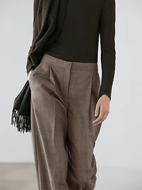 Pantalon de tailleur à carreaux en laine